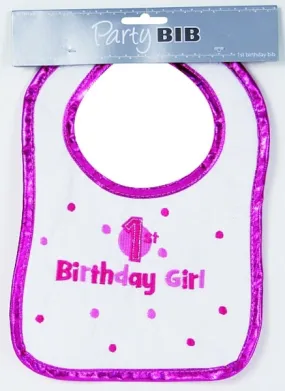 1st Birthday Baby Girl Bib