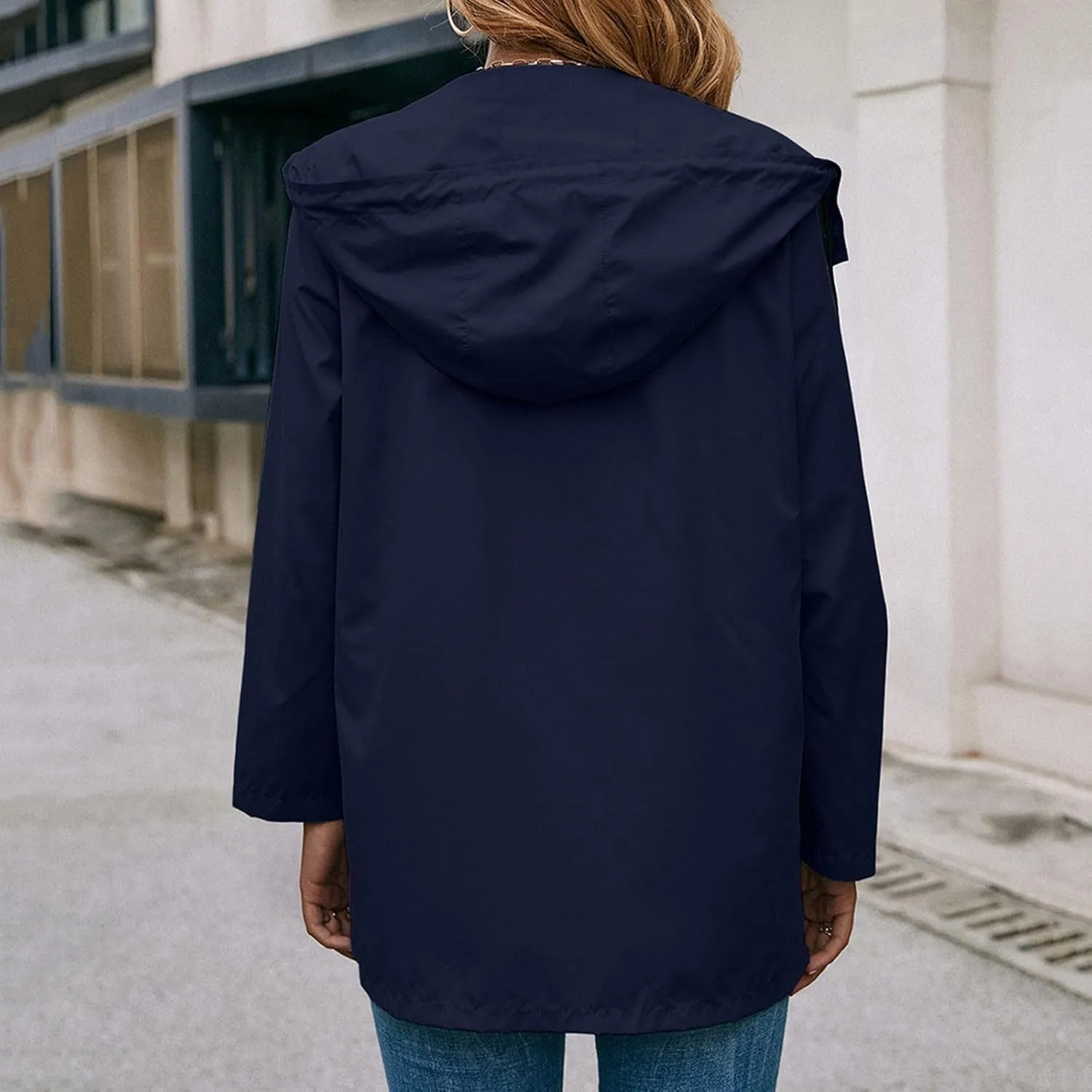2023 Raincoat Women Waterproof Long Hooded Trench Coats Winter Windproof Windbreaker Travel Jackets Trendy Outdoor Outerwear