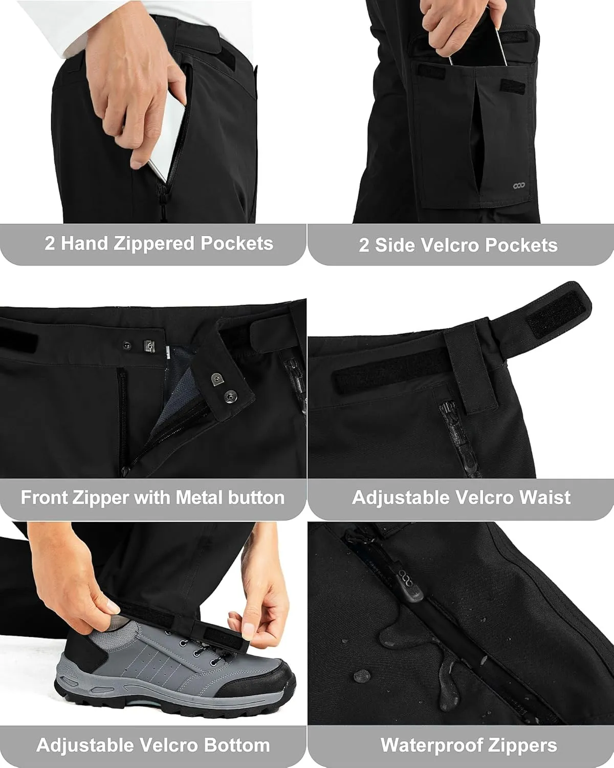 33,000ft Men's Rain Pants Waterproof Lightweight Breathable Golf Over Pants for Hiking Travel Cycling Outdoor