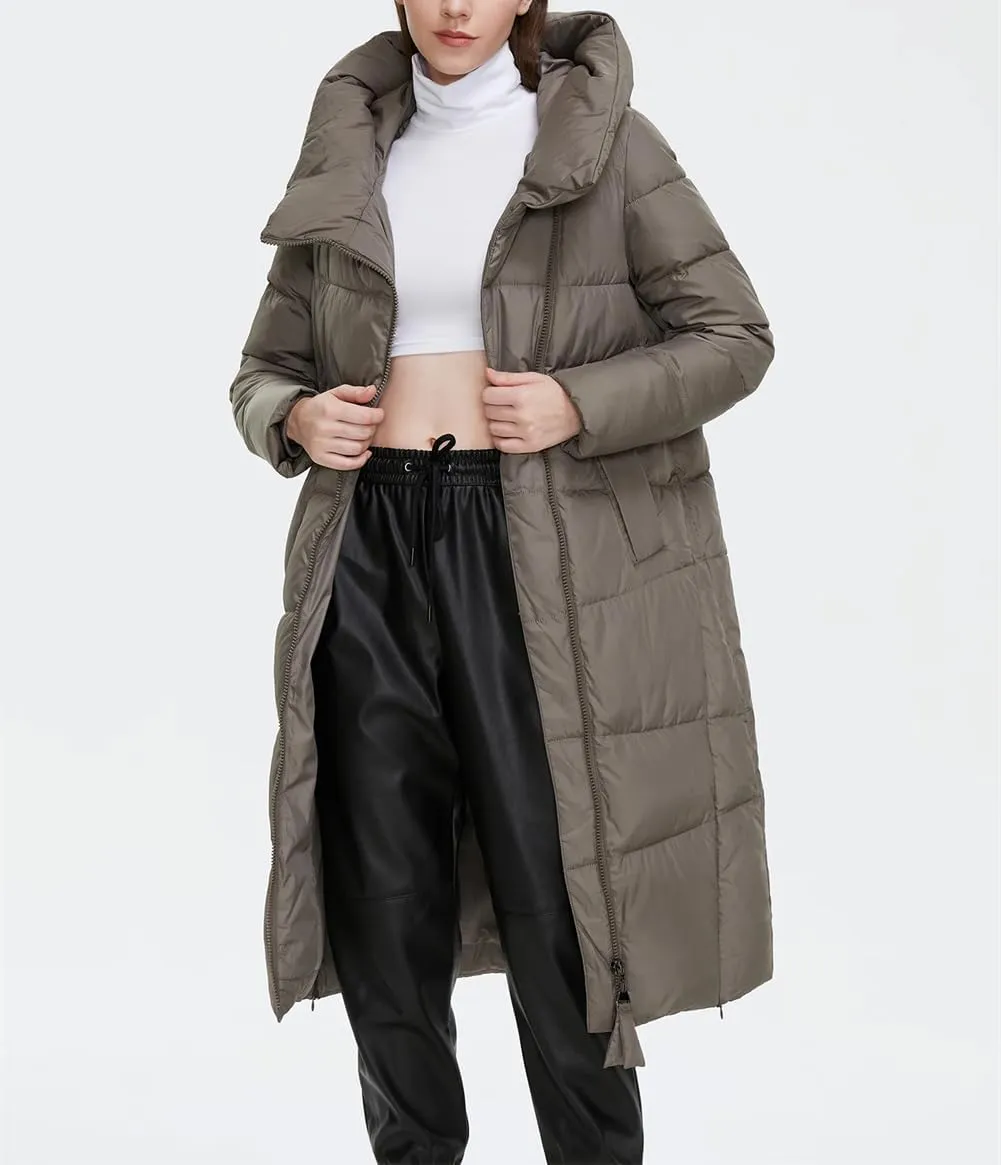 Adhdyuud Women Winter Long Thick Down Jacket Slim Fit Hooded Puffer Warm Cotton Parka Coat