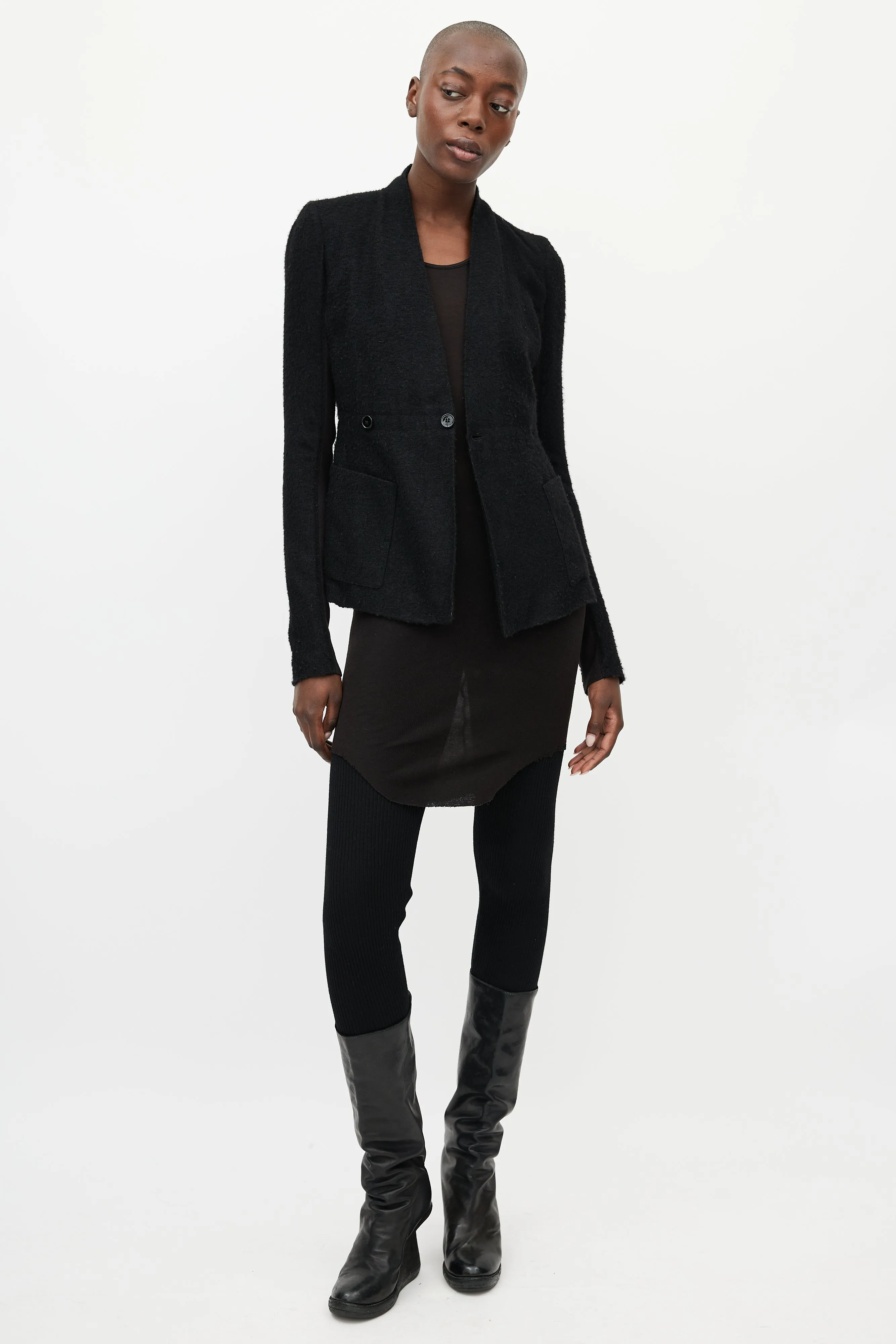 Black Cashmere & Silk V-Neck Jacket