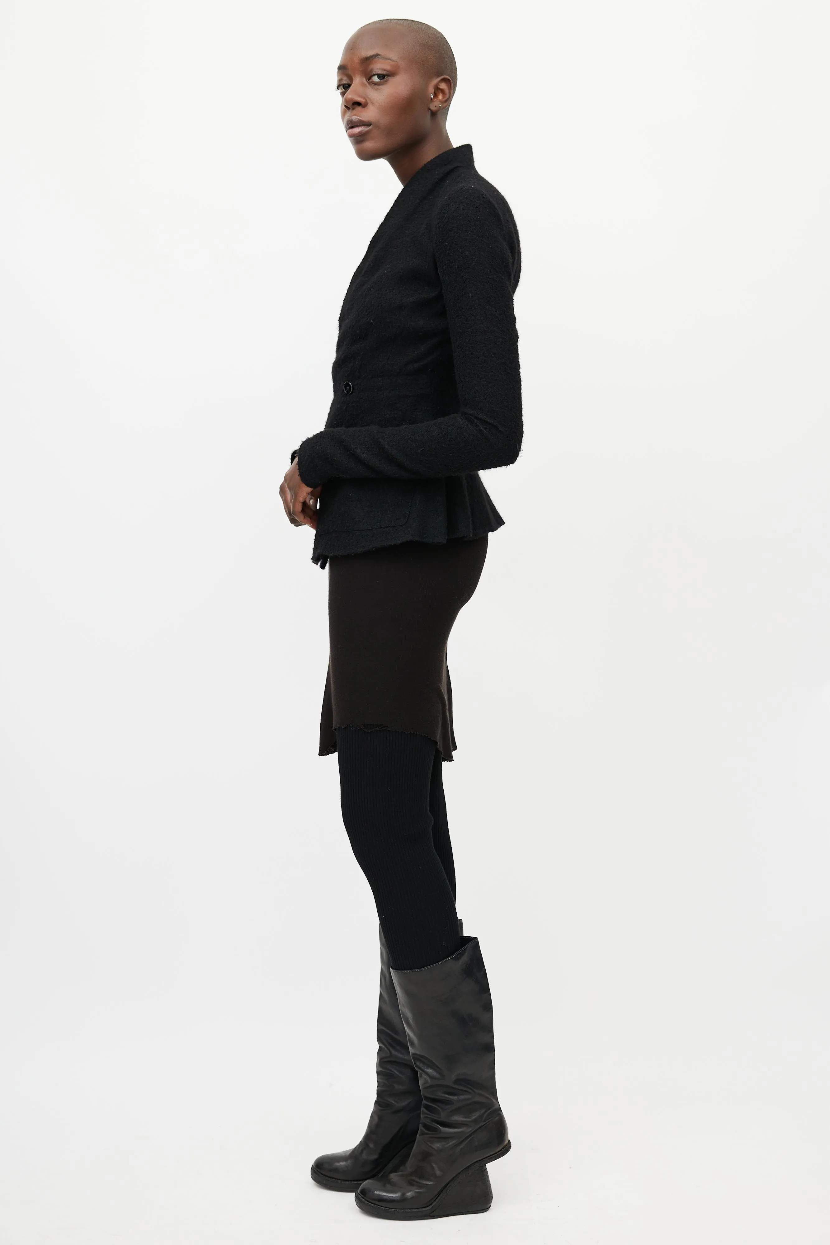 Black Cashmere & Silk V-Neck Jacket