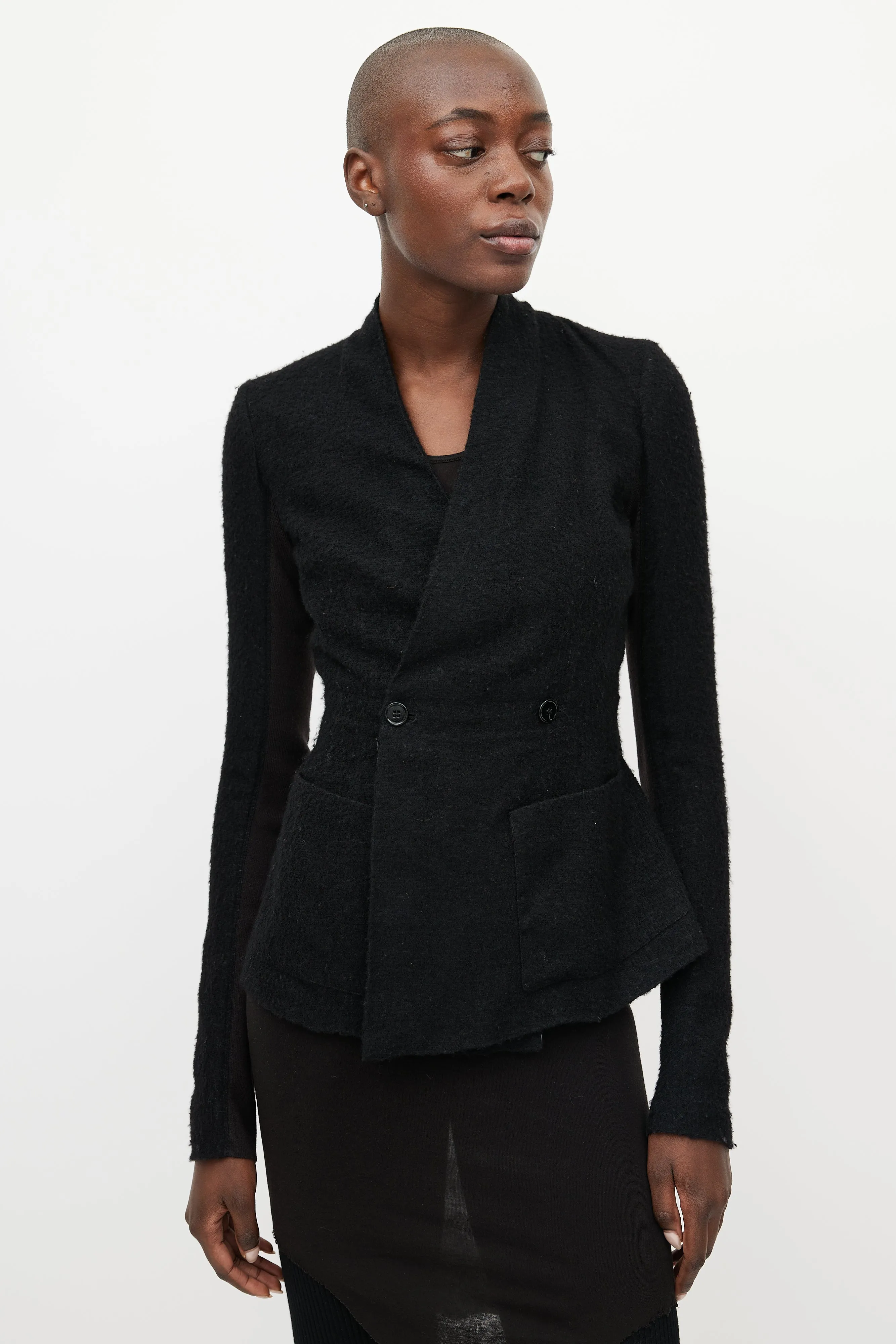 Black Cashmere & Silk V-Neck Jacket