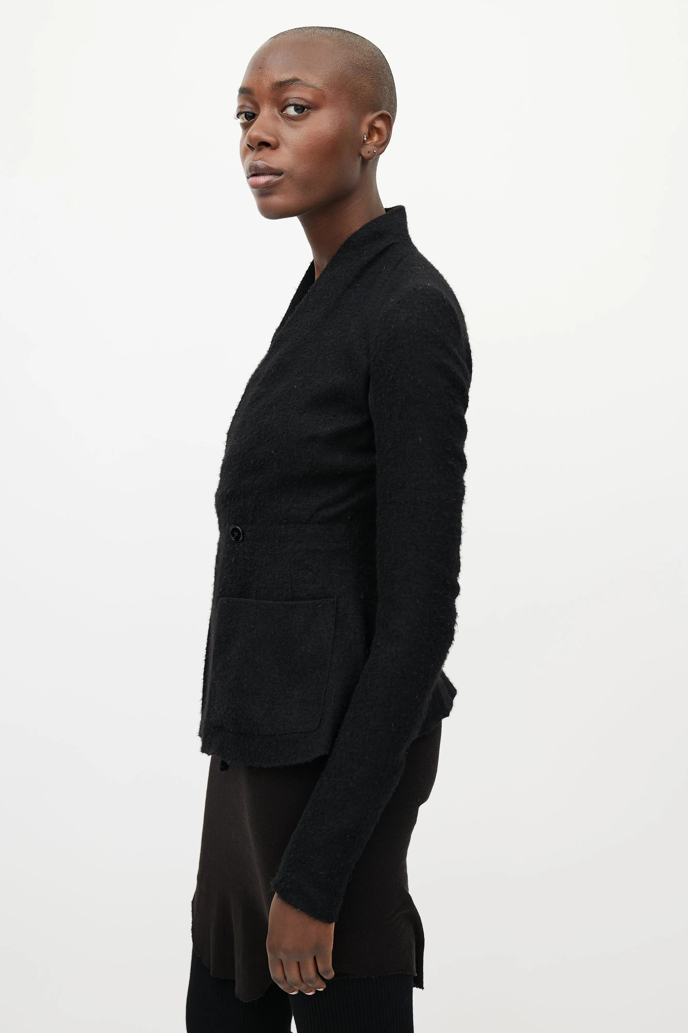 Black Cashmere & Silk V-Neck Jacket