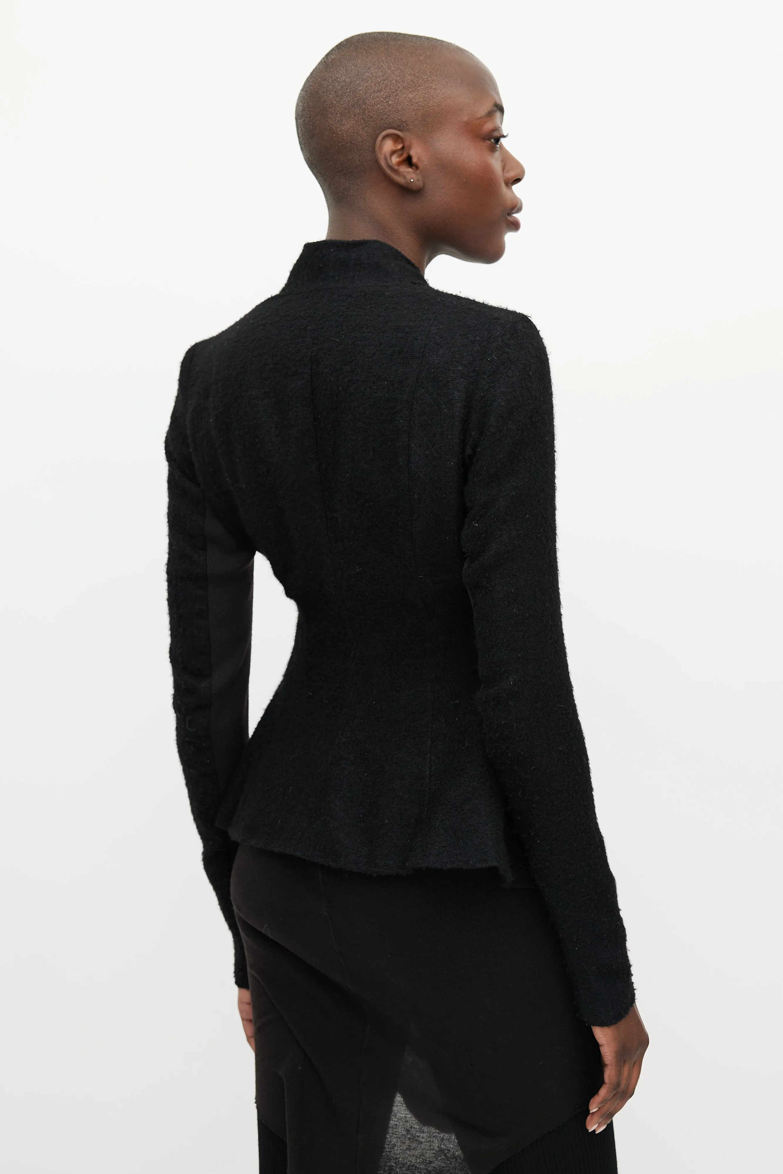 Black Cashmere & Silk V-Neck Jacket