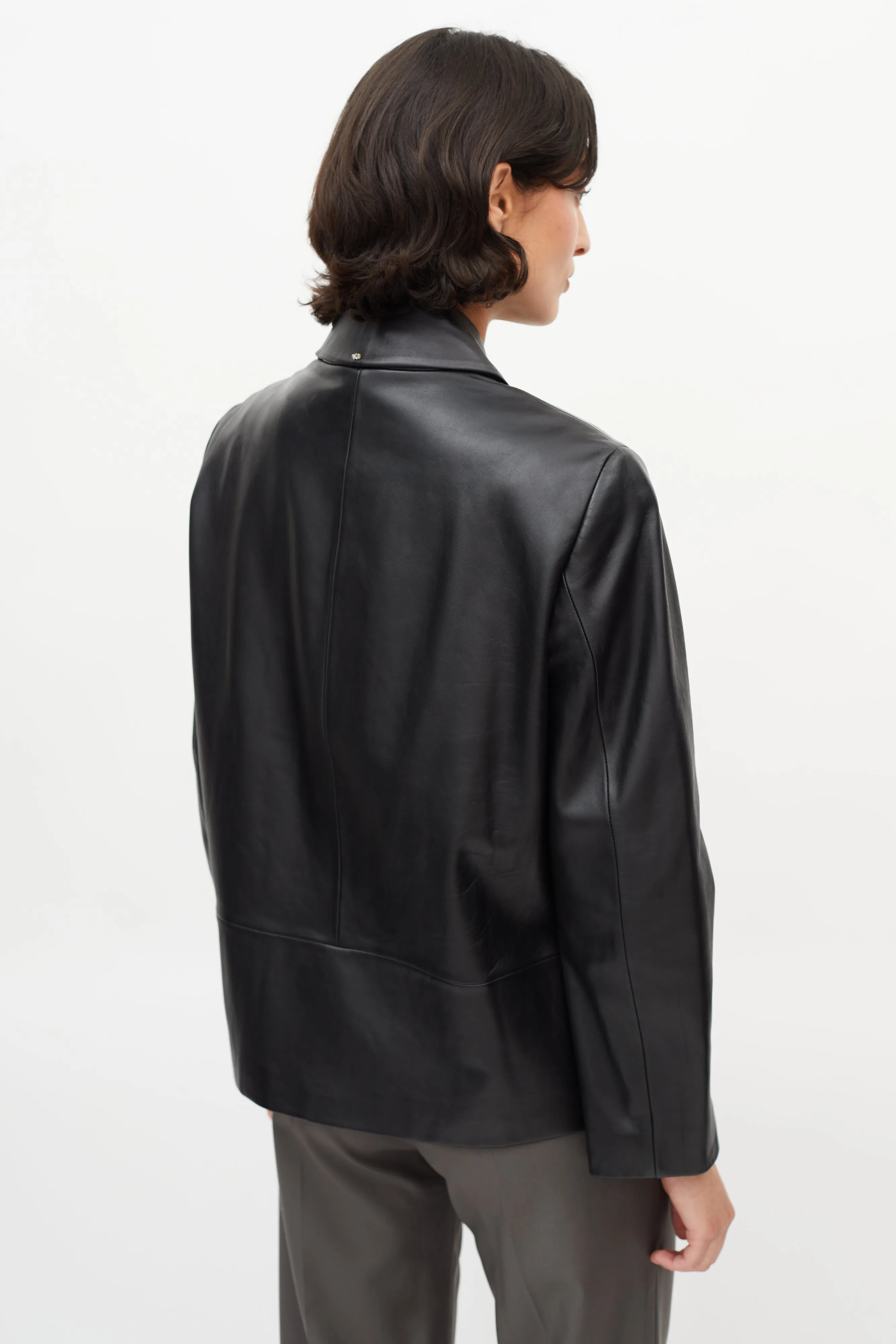Black Double Breasted Leather Jacket