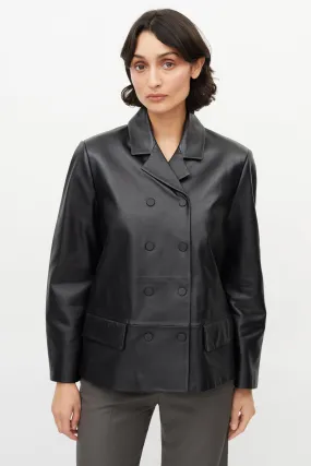 Black Double Breasted Leather Jacket