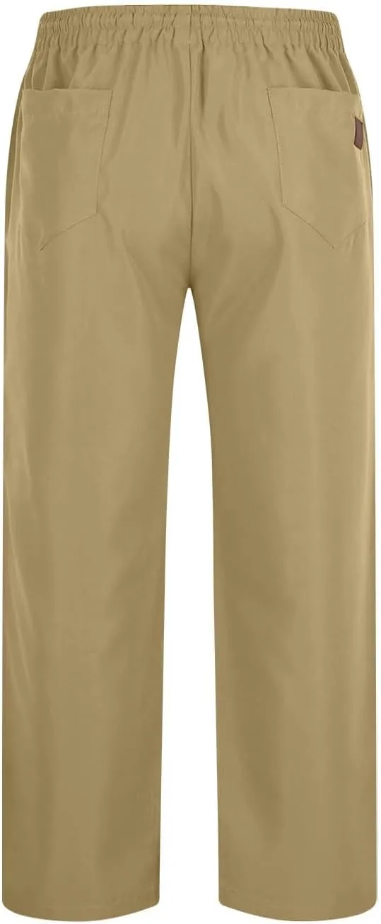 Cargo Pants for Men Lightweight Stretch Work Hiking Pants Elastic Waist Baggy Outdoor Workout Athletic Jogger Pants