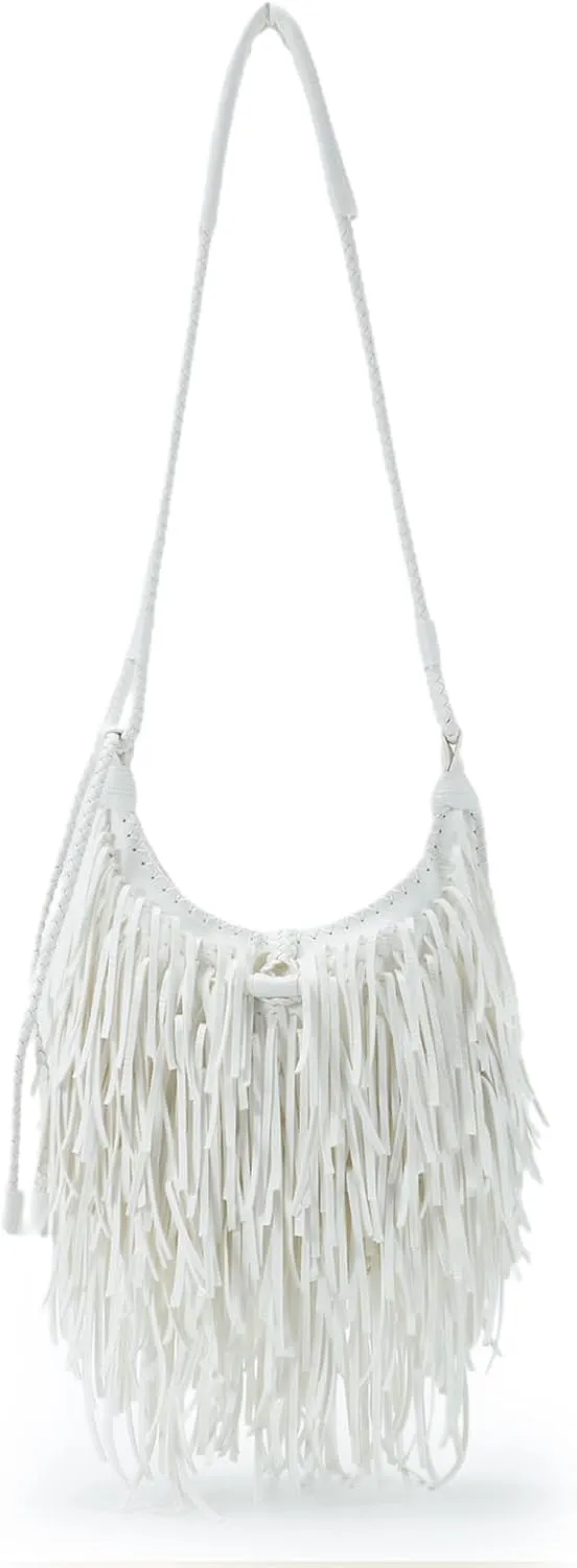 Emprier Vintage Fringe hobo bags for Women Vegan Faux Suede Leather Tassel Crossbody Bag Fringe Purse