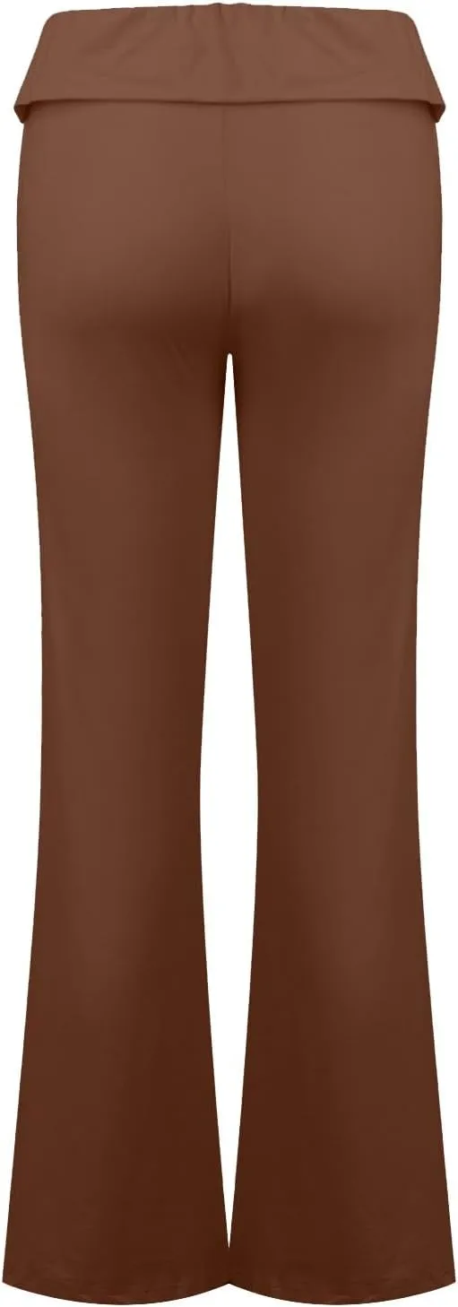 Flared Sweatpants Fold Over Yoga Pants High Waisted Plus Size Workout Leggings Fall Trouser Pants Tall