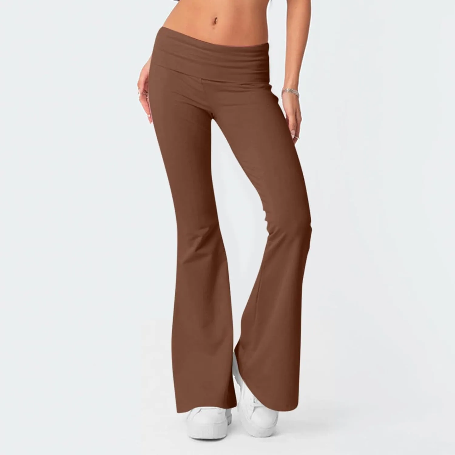 Flared Sweatpants Fold Over Yoga Pants High Waisted Plus Size Workout Leggings Fall Trouser Pants Tall