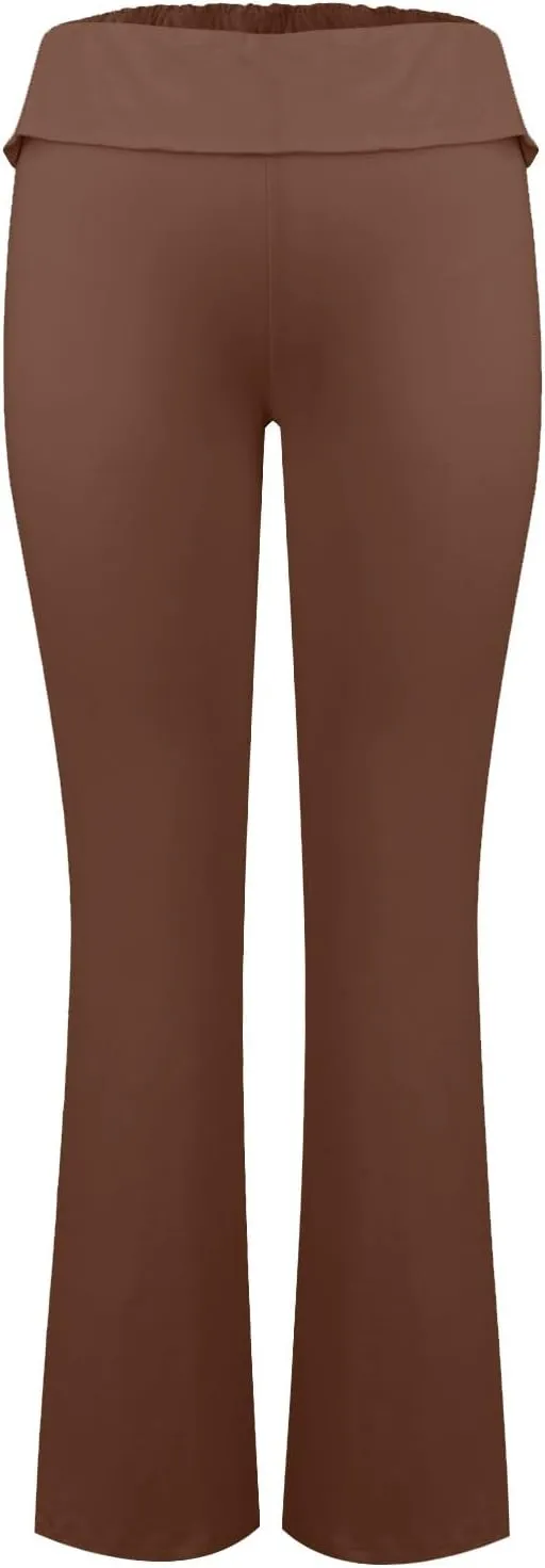 Flared Sweatpants Fold Over Yoga Pants High Waisted Plus Size Workout Leggings Fall Trouser Pants Tall