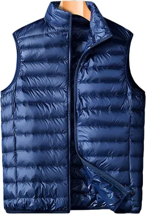 JEsilunmaMY Fall Winter Puffer Vest for Men Sleevelesss Down Jacket Packable Waistcoat Solid Color Lightweight Quilted Vests