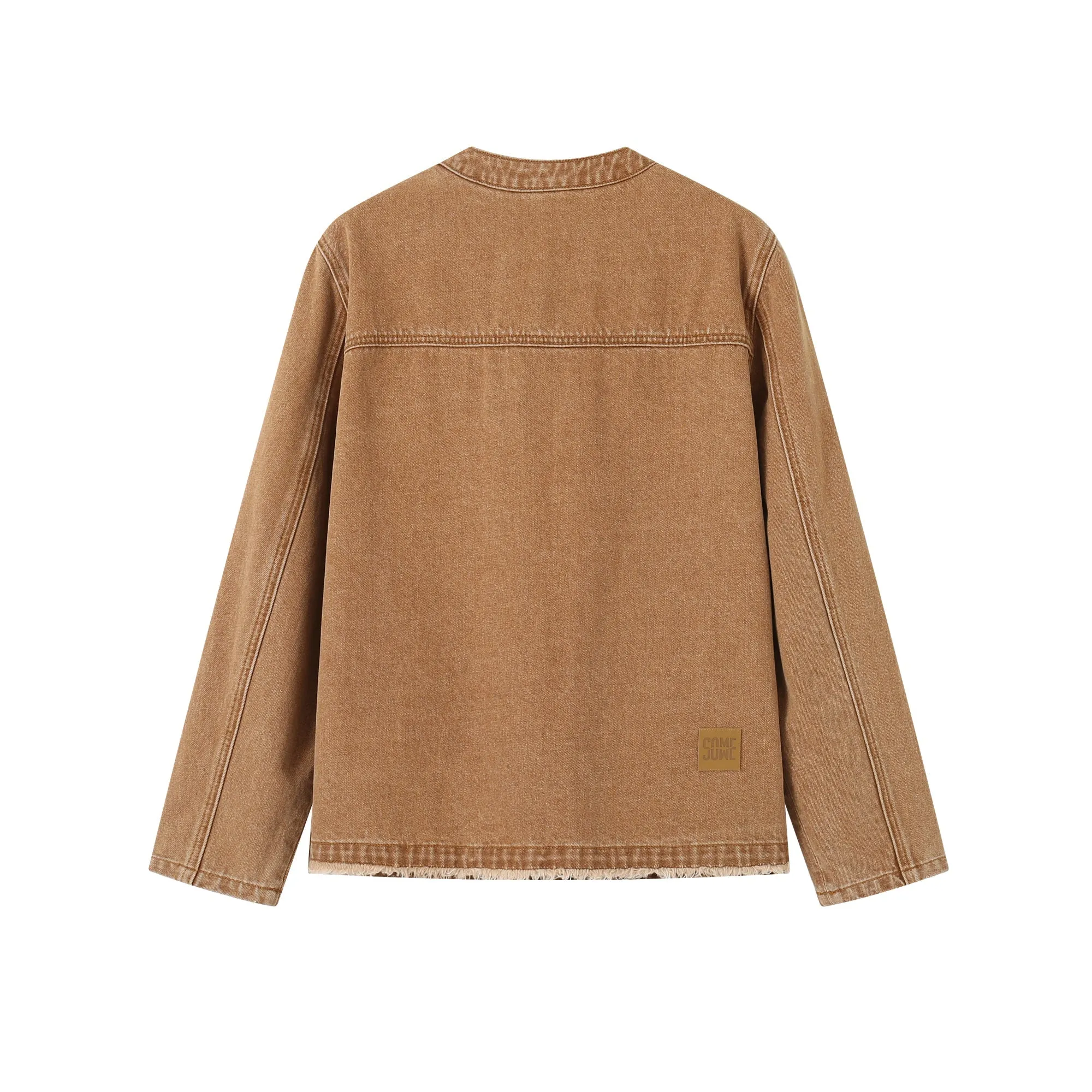 Lace Denim Jacket In Brown