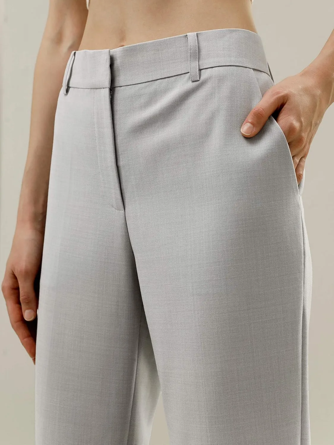 LilySilk 100% Merino Wool Suit Pants for Women Stretch Slim Fit Solid Luxury Office Work Business Straight Trousers