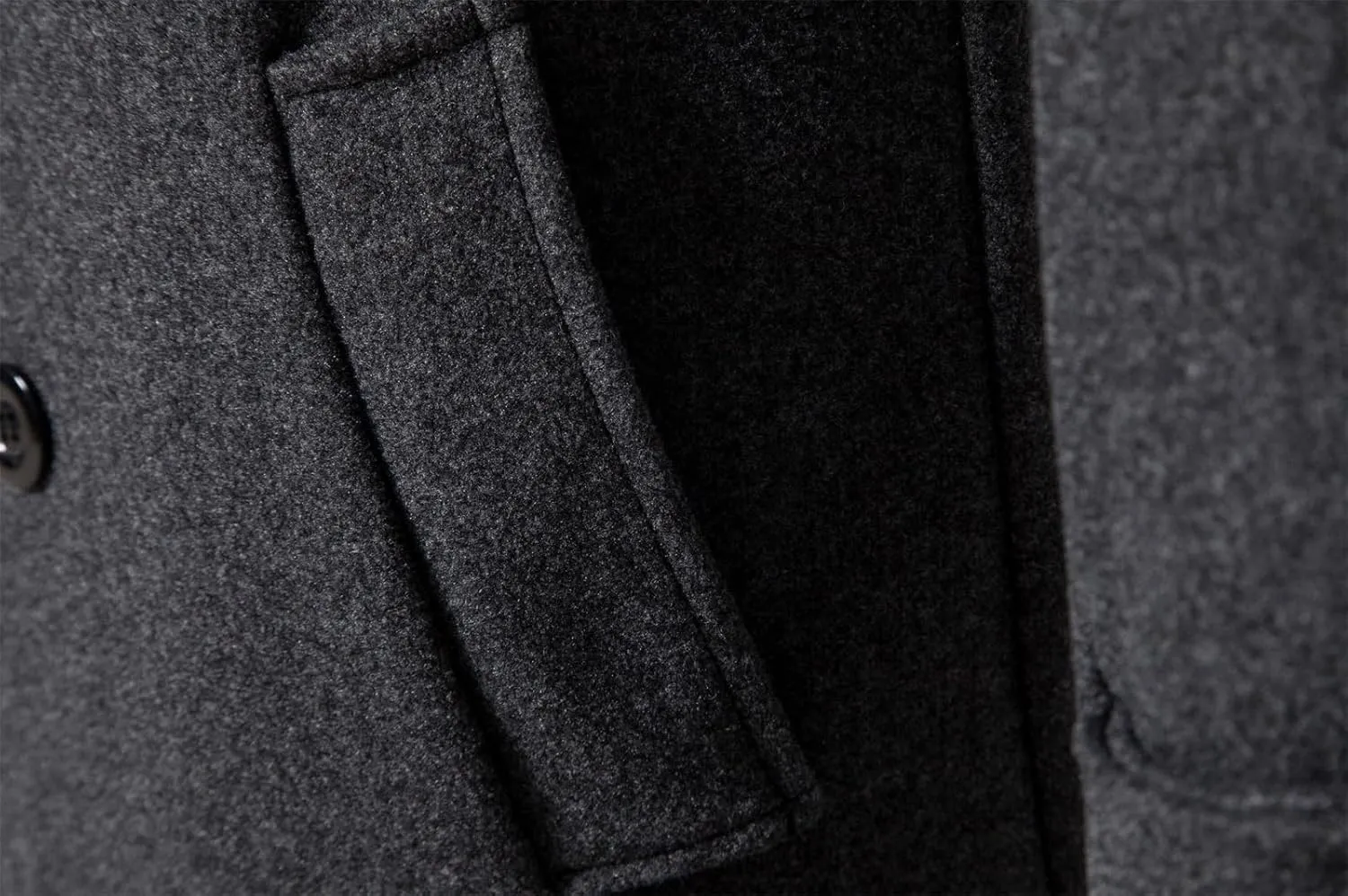 Men's Double-Breasted Wool Pea Coat Winter Business Overcoat Regular Fit Trench Jacket