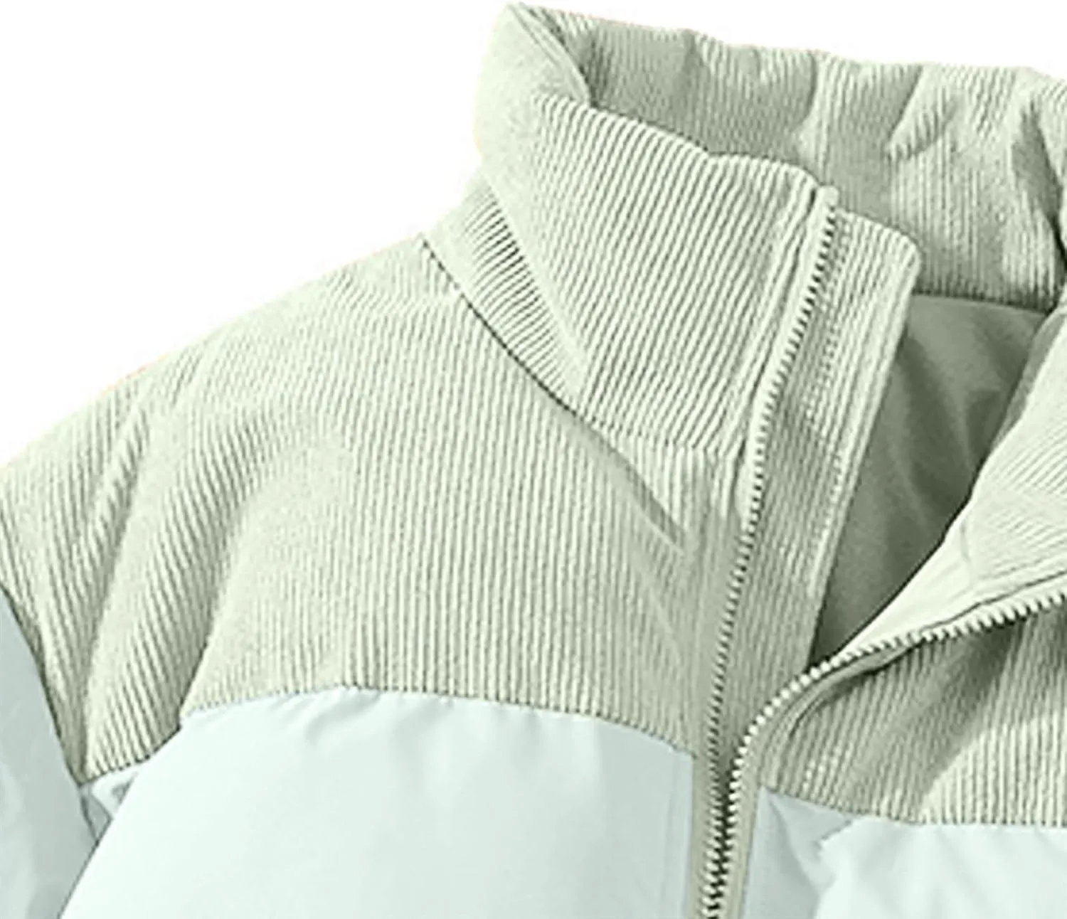 Mens Winter Bomber Jacket Warm Plus Size Puffer Jacket Corduroy Patchwork Coat Windproof Zipper Outwear Down Jacket