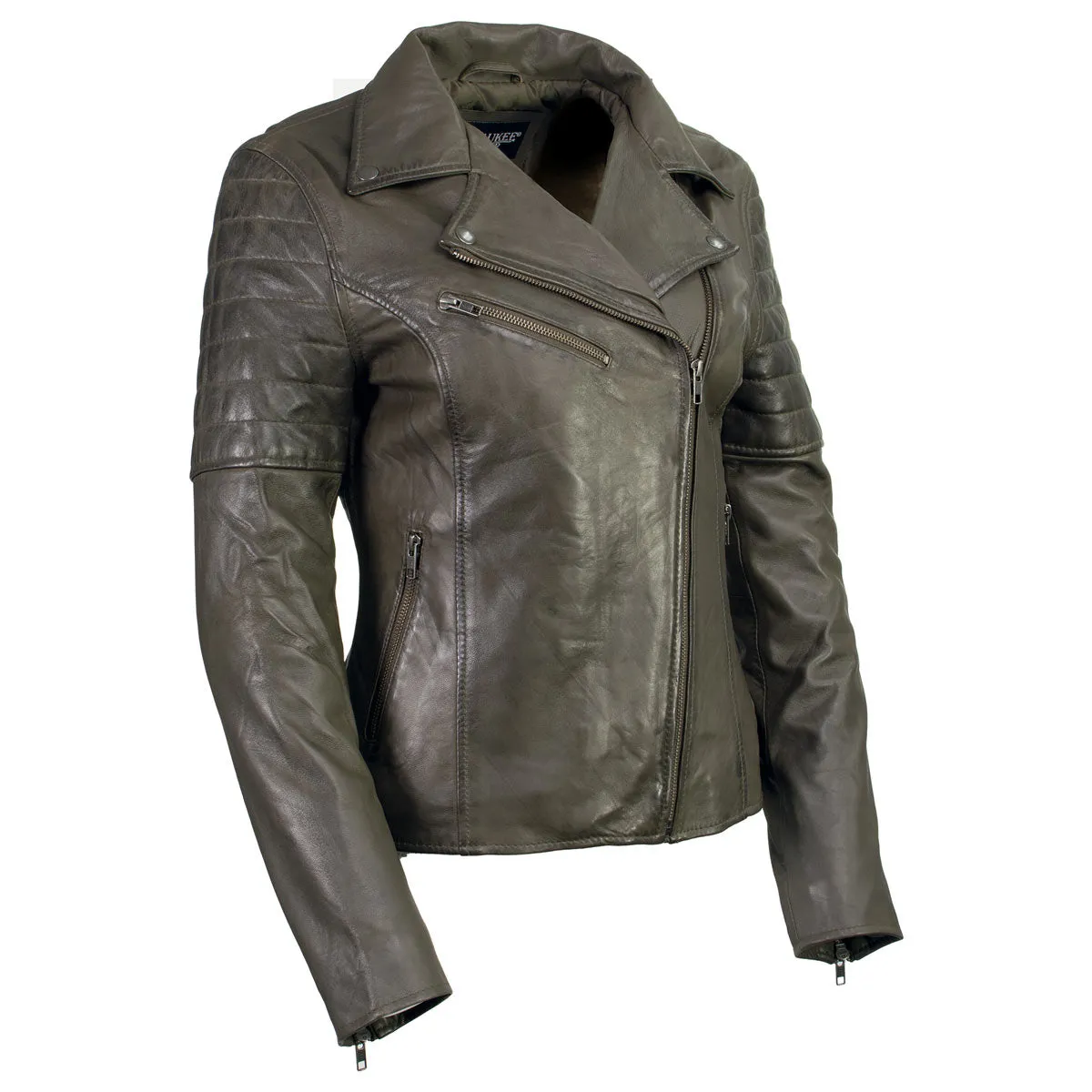 Milwaukee Leather SFL2870 Women's Duchess Olive Motorcycle Style Fashion Casual Leather Jacket