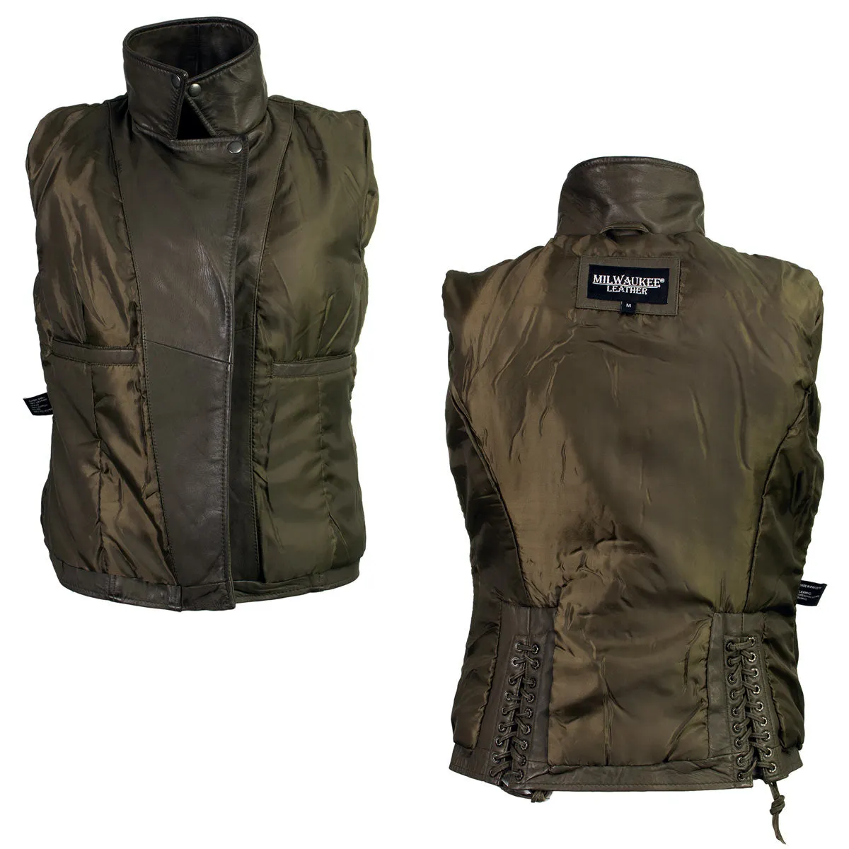 Milwaukee Leather SFL2870 Women's Duchess Olive Motorcycle Style Fashion Casual Leather Jacket