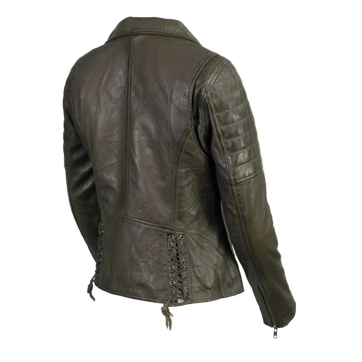 Milwaukee Leather SFL2870 Women's Duchess Olive Motorcycle Style Fashion Casual Leather Jacket