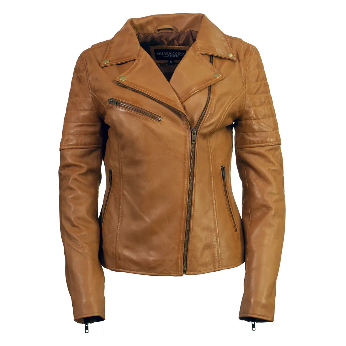 Milwaukee Leather SFL2870 Women's Duchess Whiskey Motorcycle Style Fashion Casual Leather Jacket