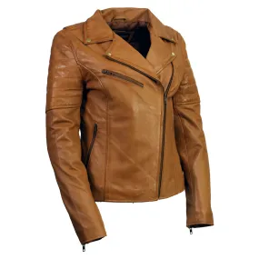 Milwaukee Leather SFL2870 Women's Duchess Whiskey Motorcycle Style Fashion Casual Leather Jacket