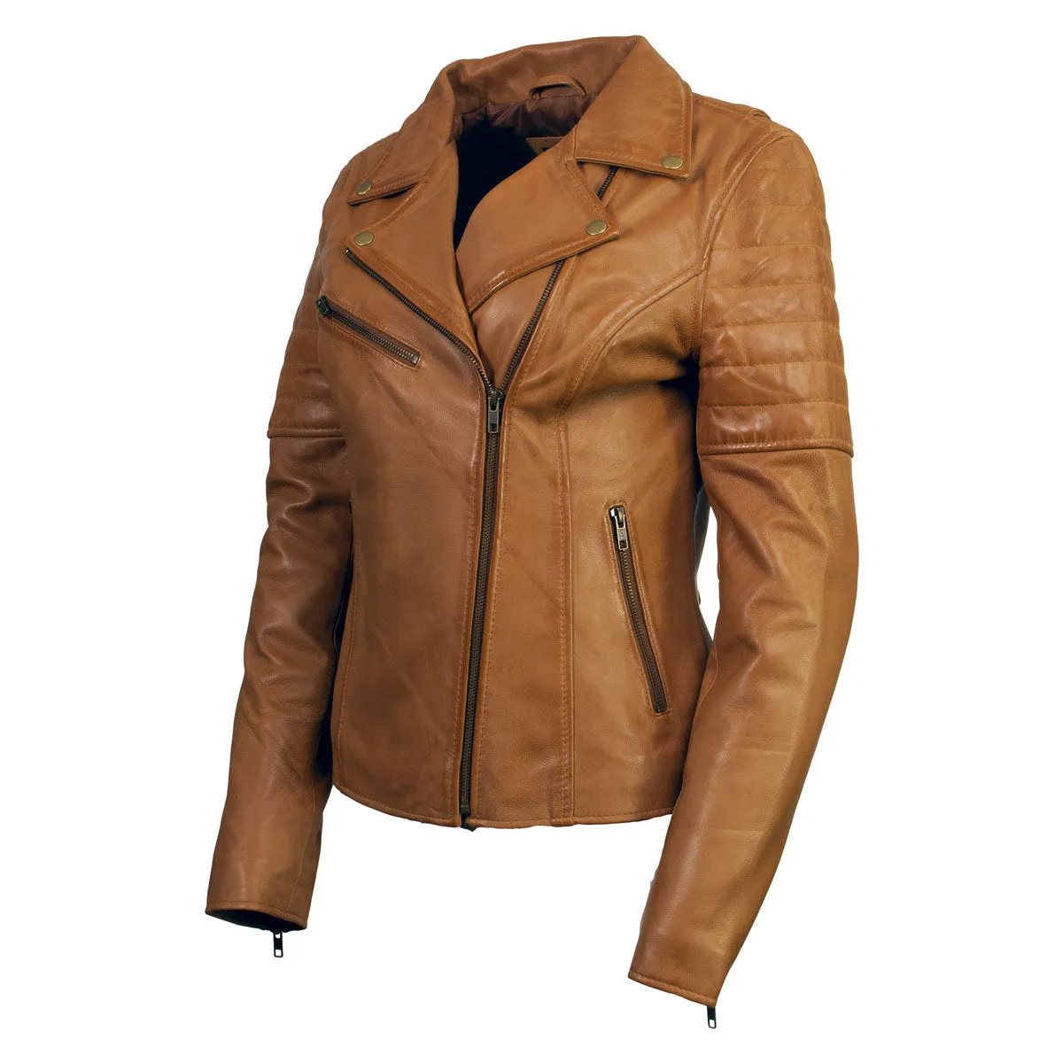 Milwaukee Leather SFL2870 Women's Duchess Whiskey Motorcycle Style Fashion Casual Leather Jacket