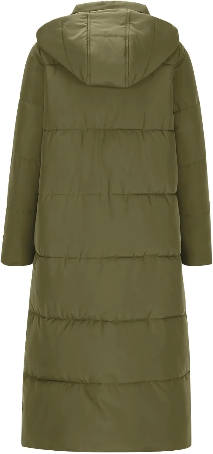 NATHGAM Long Down Coats for Women Zipper Ankle Length Quilted Jacket Winter Plus Size Puffer Coat Soft Quilted Maxi Overcoat