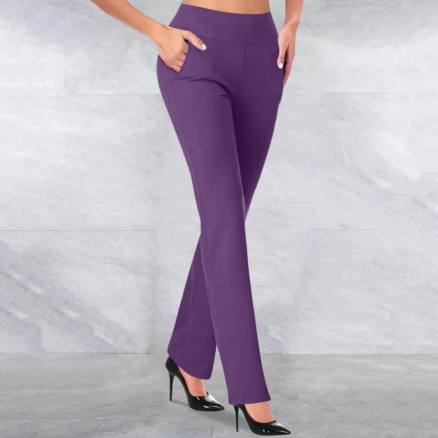 Womans Dress Pants Formal Work Trousers High Waist Slim Fit Casual Yoga Pants Stretchy Skinny Business Office Slacks