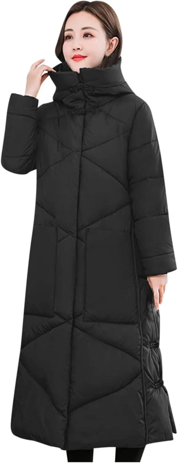 Women Long Puffer Coat Packable Down Jacket Lightweight Parkas Jacket Oversized Water-Resistant Thicken Hooded Insulated Coat