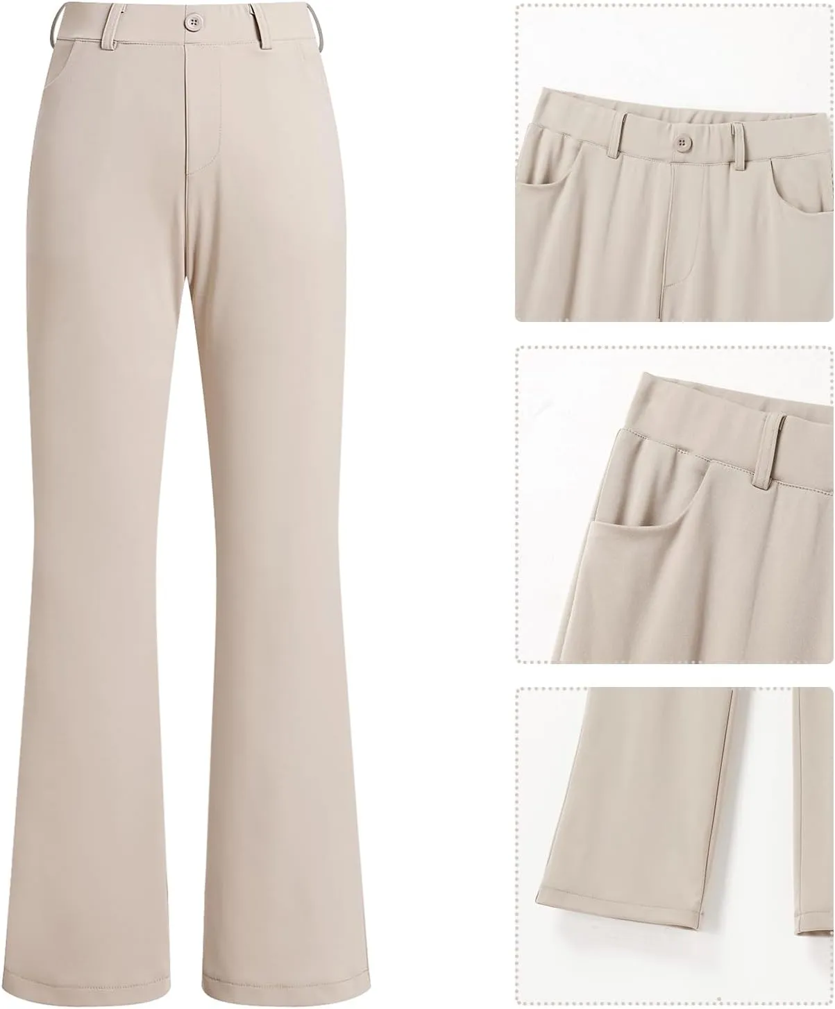 Women's Office Business Bootcut Pants High Waist Bell Bottom Pants with Pockets Work Pants