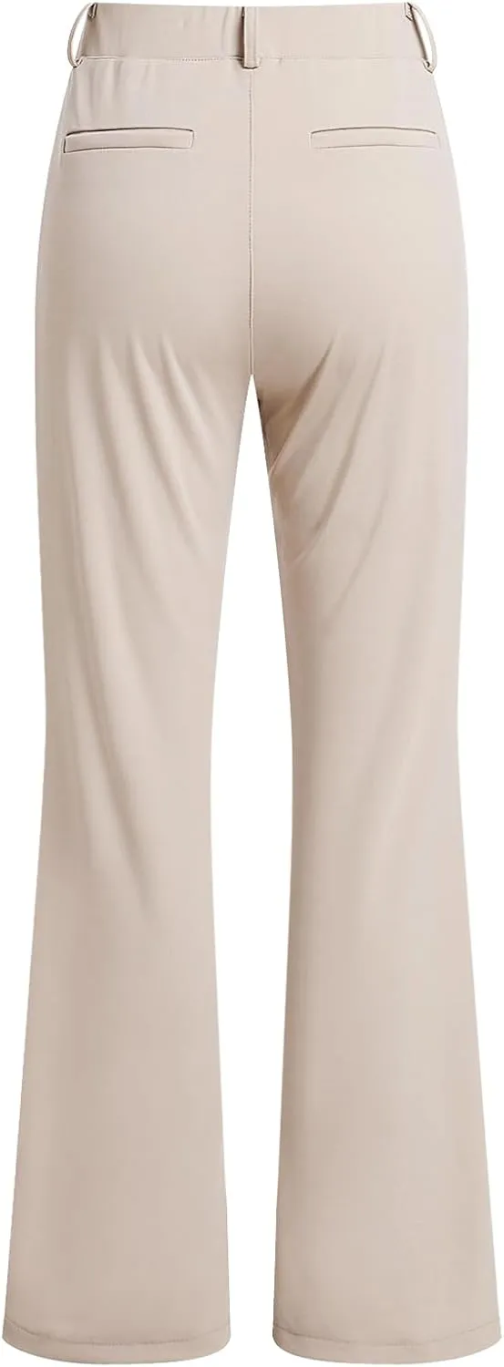 Women's Office Business Bootcut Pants High Waist Bell Bottom Pants with Pockets Work Pants