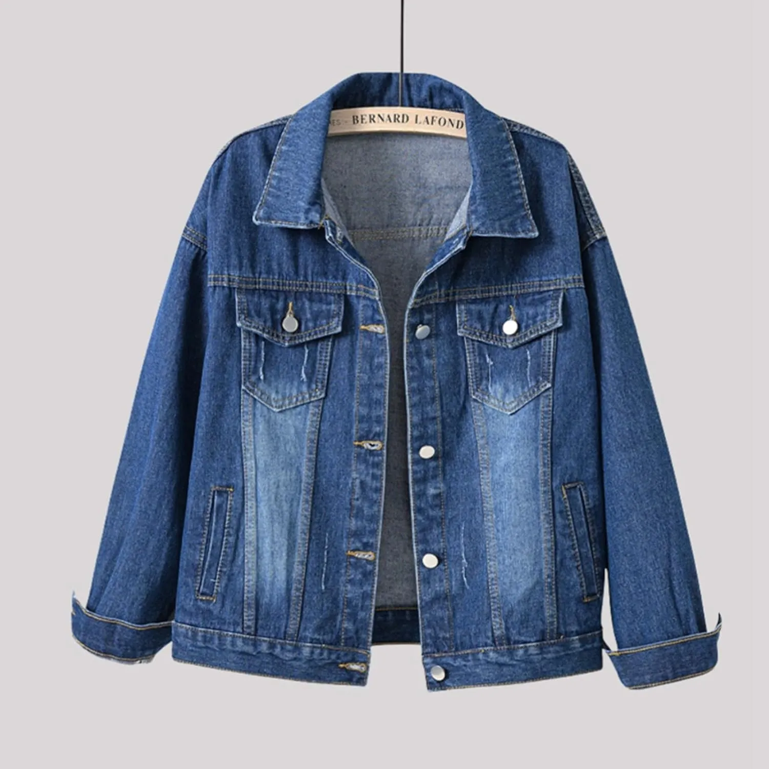 Womens Oversized Loose Trucker Jackets Button Down Classic Baggy Cropped Denim Jacket Trendy Soft Jackets Works