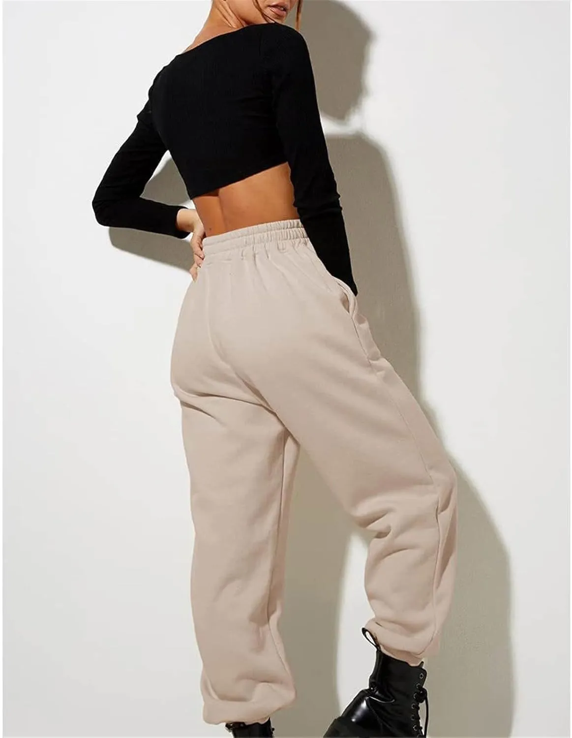 Womens Sweatpants 2024 Fall High Waisted Baggy Jogger Pants Trendy Lounge Trousers with Pockets Comfy Yoga Clothes