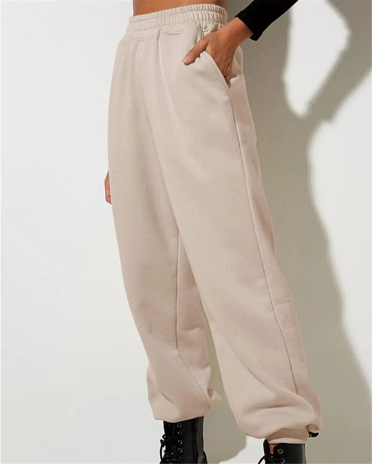 Womens Sweatpants 2024 Fall High Waisted Baggy Jogger Pants Trendy Lounge Trousers with Pockets Comfy Yoga Clothes