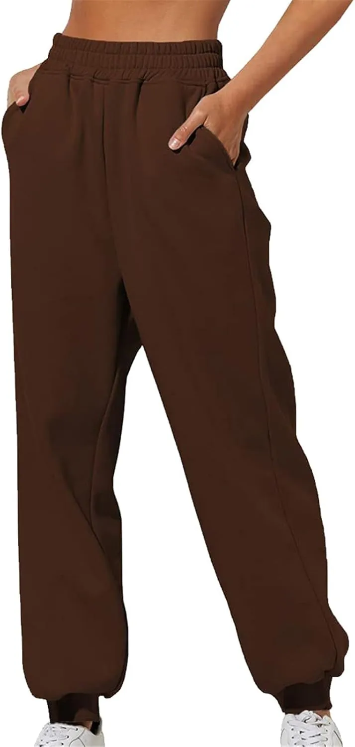 Womens Sweatpants 2024 Fall High Waisted Baggy Jogger Pants Trendy Lounge Trousers with Pockets Comfy Yoga Clothes