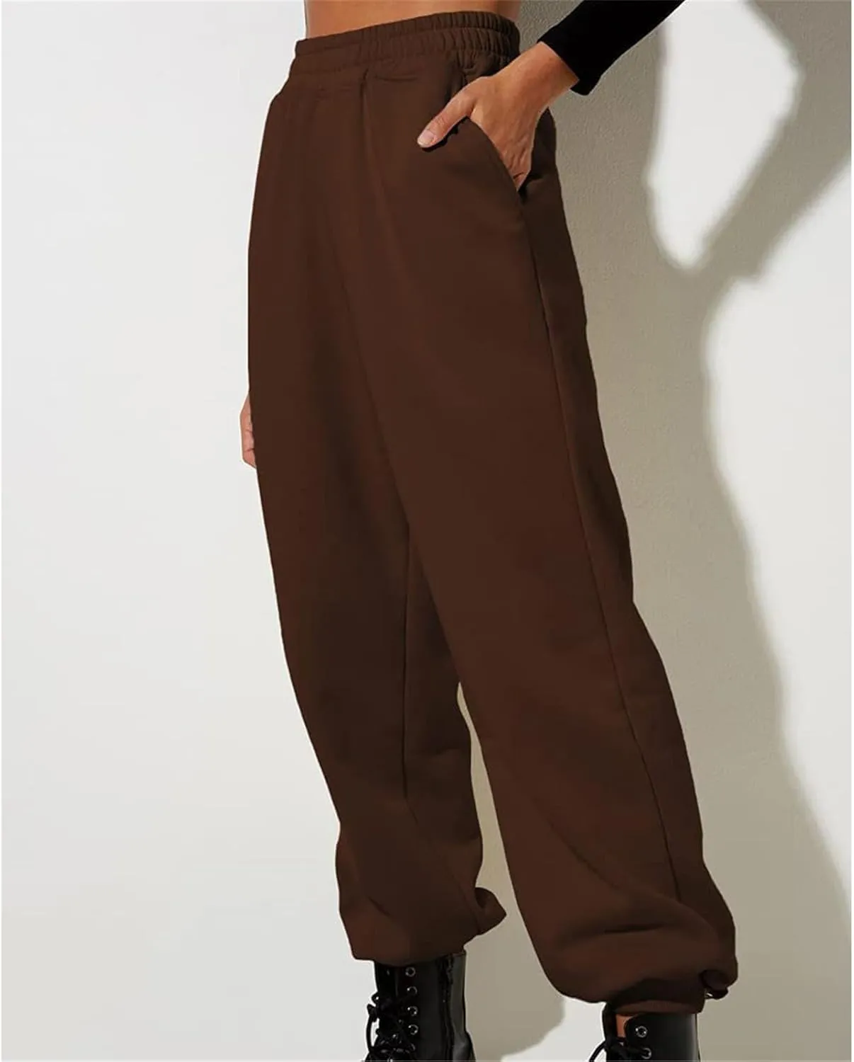 Womens Sweatpants 2024 Fall High Waisted Baggy Jogger Pants Trendy Lounge Trousers with Pockets Comfy Yoga Clothes