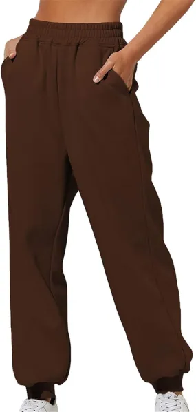 Womens Sweatpants 2024 Fall High Waisted Baggy Jogger Pants Trendy Lounge Trousers with Pockets Comfy Yoga Clothes