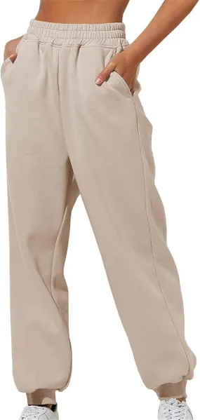 Womens Sweatpants 2024 Fall High Waisted Baggy Jogger Pants Trendy Lounge Trousers with Pockets Comfy Yoga Clothes